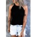 Grey Solid Color Crew Neck Tank Top