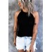 Grey Solid Color Crew Neck Tank Top