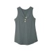 Blue Solid Color Buttons V Neck Ribbed Tank Top Blue Solid Color Buttons V Neck Ribbed Tank Top