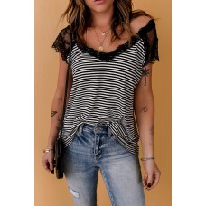 Eyelash V Neck Striped Tank
