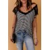 Eyelash V Neck Striped Tank