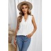 White Crochet V Neck Textured Tank Top White Crochet V Neck Textured Tank Top