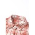 Fiery Red Plaid Print Button Long Shacket