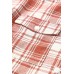 Fiery Red Plaid Print Button Long Shacket