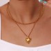 Holiday Vocation Mothers Day Gift Gold Plated Casting Heart Pendant Double Layers Necklace Waterproof Stainless Steel Jewelry