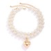 Lacteo Exaggerated Imitation Pearl Beads Necklace for Women  Big Heart Pendant Choker Jewelry On The Neck Collar Party Girls