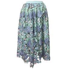 Hollow Embroidery Vintage Long Skirt High Quality Flower Luxury Skirt Large Hem Elegant Party Fairy Style Women Clothes