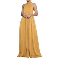 Elegant Holiday Chiffon Jumpsuits Halter Sleeveless High Waist Women Wide Leg Playsuit Open Back Pleated Rompers