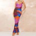 Suspender Sexy Print Dress Sleeveless Slip Backless Sexy V Neck Maxi Dress Women Fashion Elegant Print Suspender Long Skirt