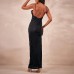 Suspender Sexy Print Dress Sleeveless Slip Backless Sexy V Neck Maxi Dress Women Fashion Elegant Print Suspender Long Skirt