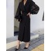 Korean chic Double Breasted Lantern Sleeve Belt Blazer Dress Fashion Elegant Waist Dresses Women Spring Summer 