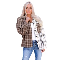 Brown Mixed Plaid Soft Oversized Shirt