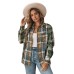 Green Chest Pockets Button Up Plaid Shacket