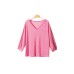 Strawberry Pink Striped Print Bracelet Sleeve V Neck Top