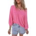 Strawberry Pink Striped Print Bracelet Sleeve V Neck Top