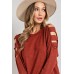 Orange Cutout Cold Shoulder Long Sleeve Top