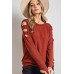 Orange Cutout Cold Shoulder Long Sleeve Top