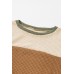 Green Stripe Textured Color Block Bubble Sleeve Baggy Top