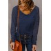 Blue Sheer Stripe V-Neck Top