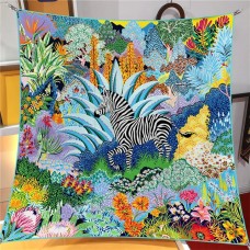 Silk Scarf Women Foreast Zebra Print Square Scarves Head Echarpes Silk Foulards Femme Wraps Beach Shawl Bandana Lady Hijabs 90CM Silk Scarf Women Foreast Zebra Print Square Scarves Head Echarpes Silk Foulards Femme Wraps Beach Shawl Bandana Lady Hijabs 90CM