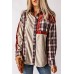 Plaid Corduroy Patchwork Shacket