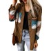 Khaki Aztec Pattern Corduroy Shacket