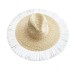 New Summer Vintage Fringed Straw Hat 10cm Wide Brim Jazz Hat Beach Panama Sun Hat Women Holiday Bonnet Enfant Derby Cap Fadora