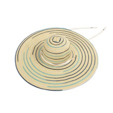 New Elegant Natural Hand-woven Ribbon Dome Wide Brim Straw Hat For Women Summer Beach Vacation Casual Stripe Designer Hats