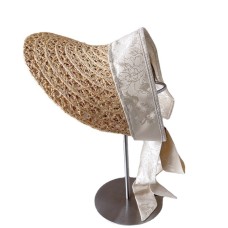 New Summer Raffia Grass Straw Hat Women Empty Top Visor Sun Protection Hat Fashion Bow Beach Hat Luxury Ribbon Cap Wholesale