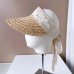 New Summer Raffia Grass Straw Hat Women Empty Top Visor Sun Protection Hat Fashion Bow Beach Hat Luxury Ribbon Cap Wholesale