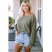 Green Exposed Seam Patchwork Dolman Sleeve Top