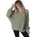Green Exposed Seam Patchwork Dolman Sleeve Top