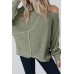 Green Exposed Seam Patchwork Dolman Sleeve Top