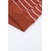 Red Striped Print Ribbed Trim Long Sleeve Top