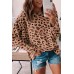Brown Animal Print Stitching Loose Long Sleeve Top Brown Animal Print Stitching Loose Long Sleeve Top