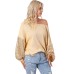 Burgundy Sequin Patchwork Sleeve Open Back Waffle Knit Top
