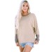 Khaki Contrast Cuffs Batwing Sleeve Loose Top