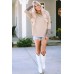 Khaki Contrast Cuffs Batwing Sleeve Loose Top