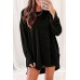 Black Waffle Knit High Slits Oversized Top