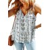 White Tribal Geometric Print Tiered Frilled V Neck Tank Top