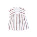 White Striped Print Loose V Neck Short Sleeve Top