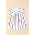White Striped Print Loose V Neck Short Sleeve Top