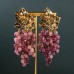 Medieval Hyperbole Long Tassel Purple Resin Grapes Earrings for Women Vintage Metal Maple Leaf Drop Earrings Statement Jewelry