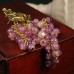 Medieval Hyperbole Long Tassel Purple Resin Grapes Earrings for Women Vintage Metal Maple Leaf Drop Earrings Statement Jewelry