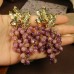 Medieval Hyperbole Long Tassel Purple Resin Grapes Earrings for Women Vintage Metal Maple Leaf Drop Earrings Statement Jewelry