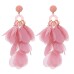 Handmade fabric floral earrings women's fashion exaggerated long earrings