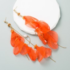 Lace fabric pearl earrings, feminine and high-end ear accessories
