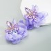 Flower earrings, alloy diamond studded earrings, retro style, high-end earrings