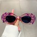 Elliptical small frame sunglasses with cloud shaped trendy and quirky 3D pattern sunglasses