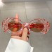 Elliptical small frame sunglasses with cloud shaped trendy and quirky 3D pattern sunglasses